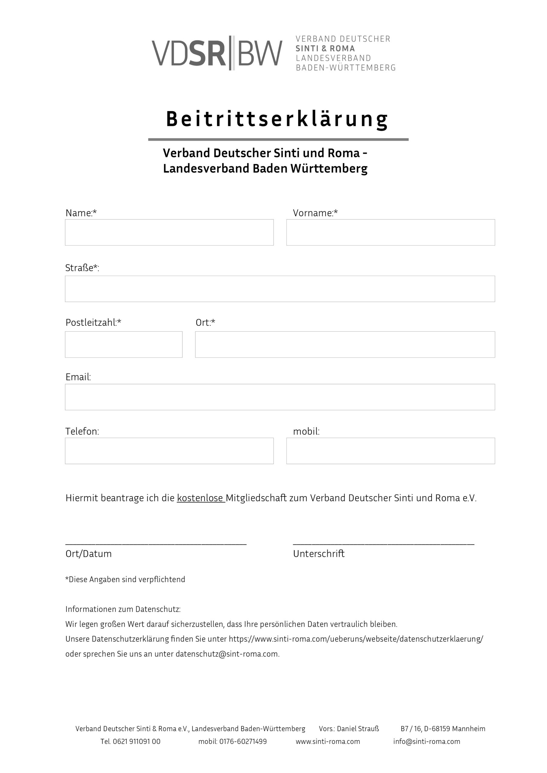 Beitrittserklärung