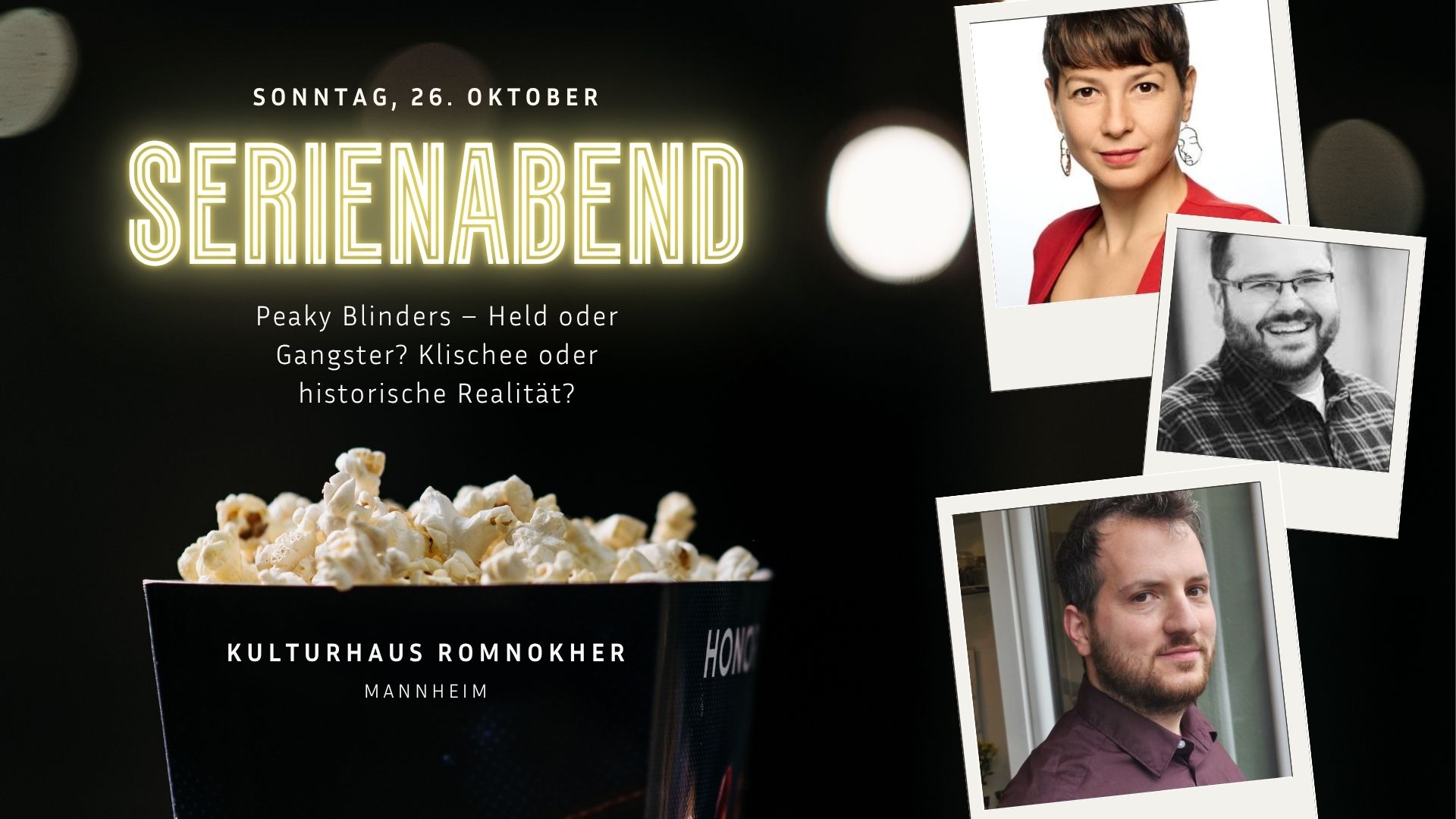 Schwarz Klassisch Collage Popcorn Kino Werbeanzeige Marketing Aktion Facebook Beitrag (Präsentation)